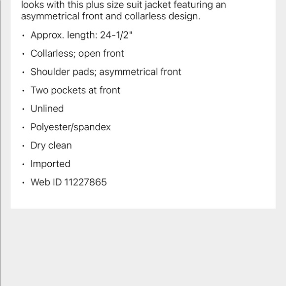 Calvin Klein Plus Size Asymmetrical Suit Jacket - Picture 4 of 5